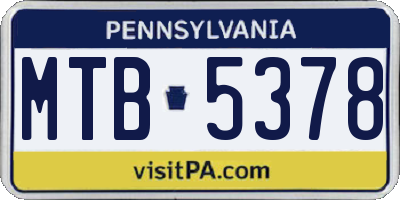 PA license plate MTB5378