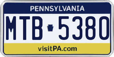 PA license plate MTB5380