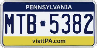PA license plate MTB5382