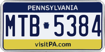 PA license plate MTB5384