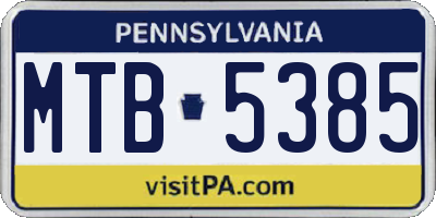 PA license plate MTB5385