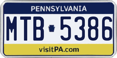 PA license plate MTB5386