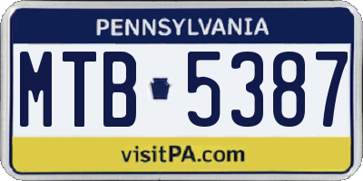 PA license plate MTB5387