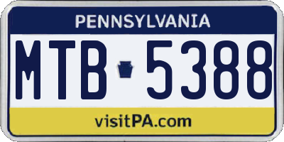 PA license plate MTB5388