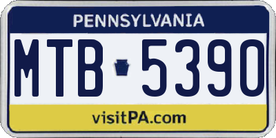 PA license plate MTB5390