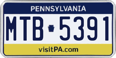PA license plate MTB5391