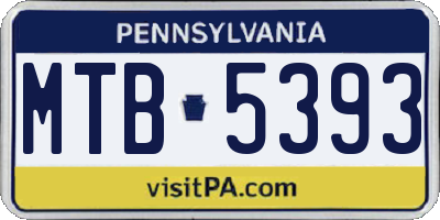 PA license plate MTB5393