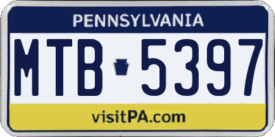 PA license plate MTB5397