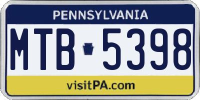 PA license plate MTB5398