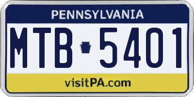 PA license plate MTB5401