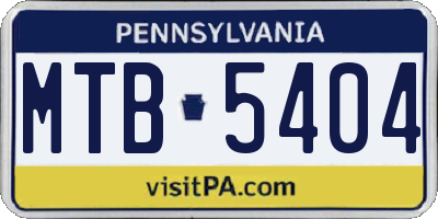PA license plate MTB5404