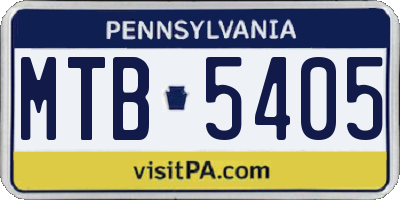 PA license plate MTB5405