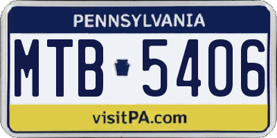 PA license plate MTB5406