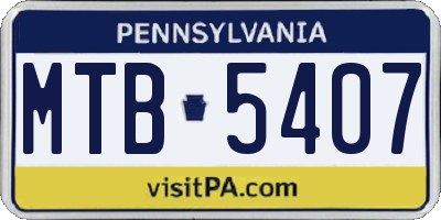 PA license plate MTB5407