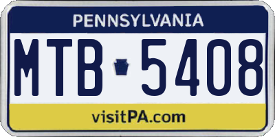 PA license plate MTB5408