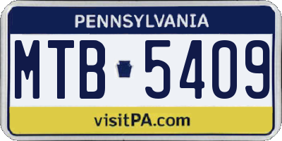 PA license plate MTB5409