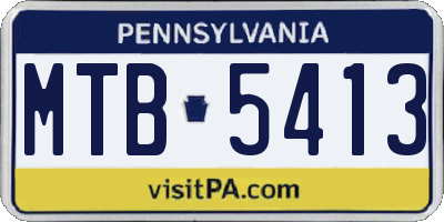 PA license plate MTB5413