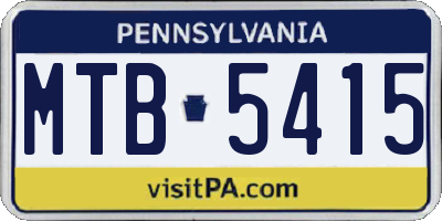 PA license plate MTB5415