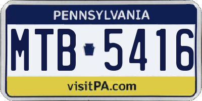 PA license plate MTB5416