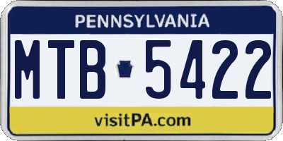 PA license plate MTB5422