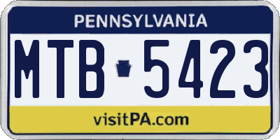PA license plate MTB5423