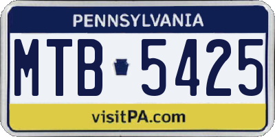 PA license plate MTB5425