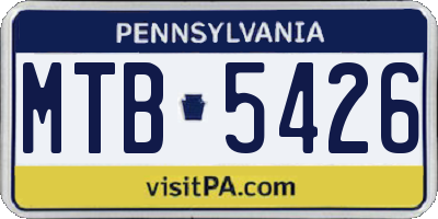 PA license plate MTB5426