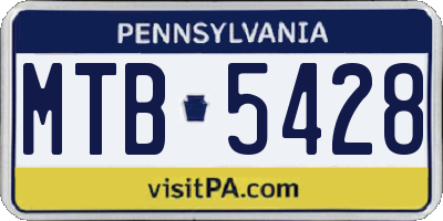 PA license plate MTB5428