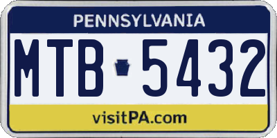 PA license plate MTB5432