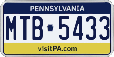PA license plate MTB5433