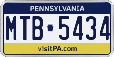 PA license plate MTB5434