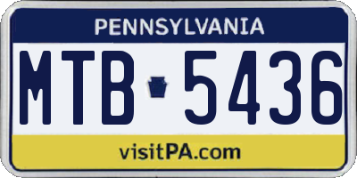 PA license plate MTB5436