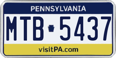 PA license plate MTB5437