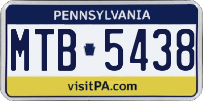 PA license plate MTB5438