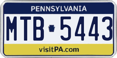 PA license plate MTB5443