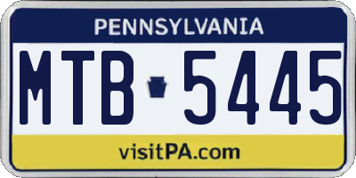 PA license plate MTB5445