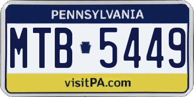 PA license plate MTB5449