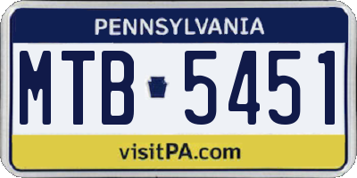 PA license plate MTB5451