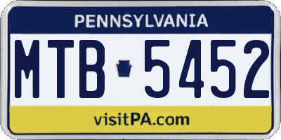 PA license plate MTB5452