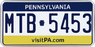 PA license plate MTB5453