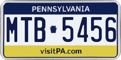 PA license plate MTB5456