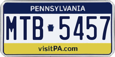 PA license plate MTB5457