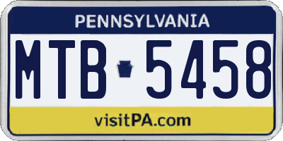 PA license plate MTB5458