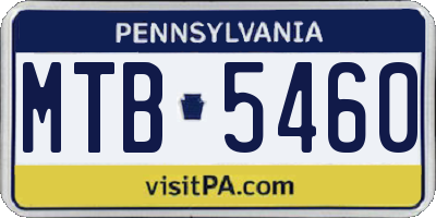 PA license plate MTB5460