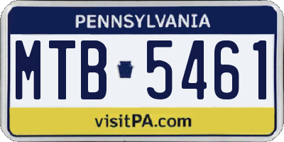 PA license plate MTB5461