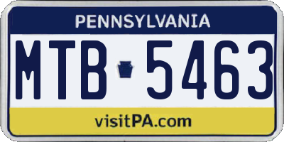 PA license plate MTB5463