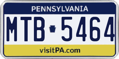 PA license plate MTB5464