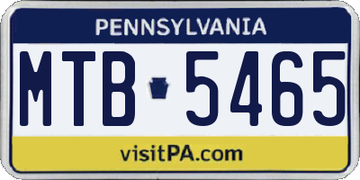 PA license plate MTB5465