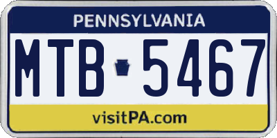 PA license plate MTB5467