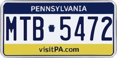 PA license plate MTB5472